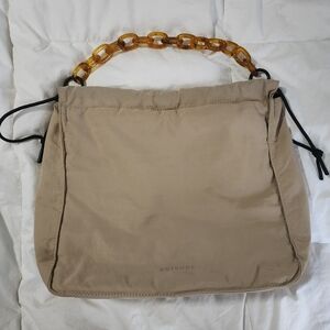 ROTUNDA Sant Hobo Bag Beige Nylon Chain Strap Drawstring Tote READ